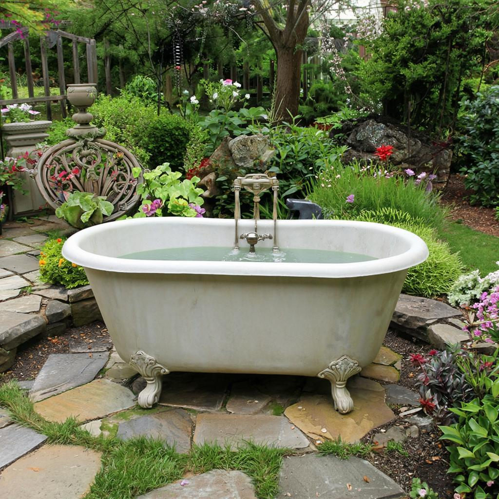 Пруд из старой ванны: от выброшенного до шикарного