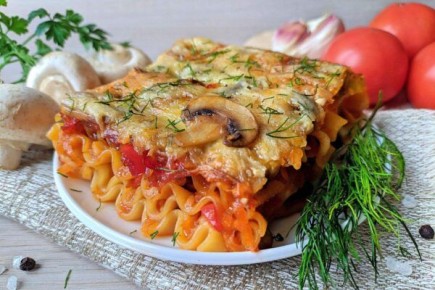 Волшебство домашней лазаньи: Грибная версия с овощами и соусом бешамель