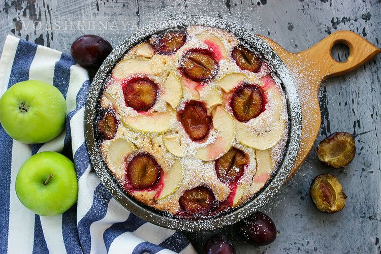 Необычный десерт: Пирог с яблоками и сливами на любой вкус