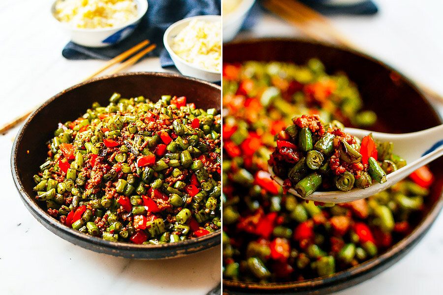 Вкусная комбинация: жареная фасоль со свининой